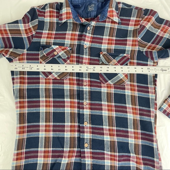 Vintage Red and Blue Plaid Flannel Shirt, Med Tall - Picture 6 of 11